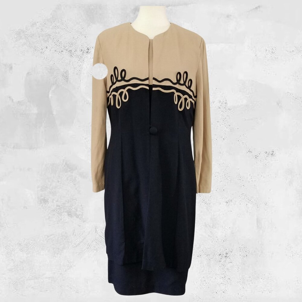 VINTAGE 80's Black & Tan Business Dress Suit